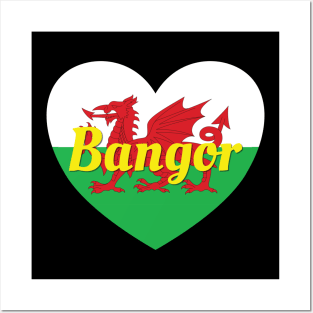 Bangor Wales UK Wales Flag Heart Posters and Art